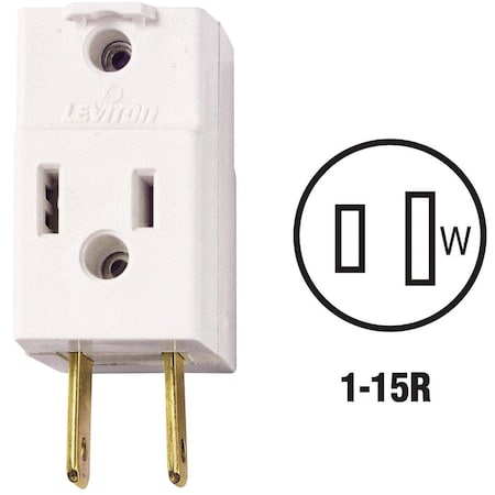 Leviton Straight Blade Receptacle, 1-15R, 15 A, 125V AC, 2 Pole, 2 Wire, Non-Grounded 008-00531-00W